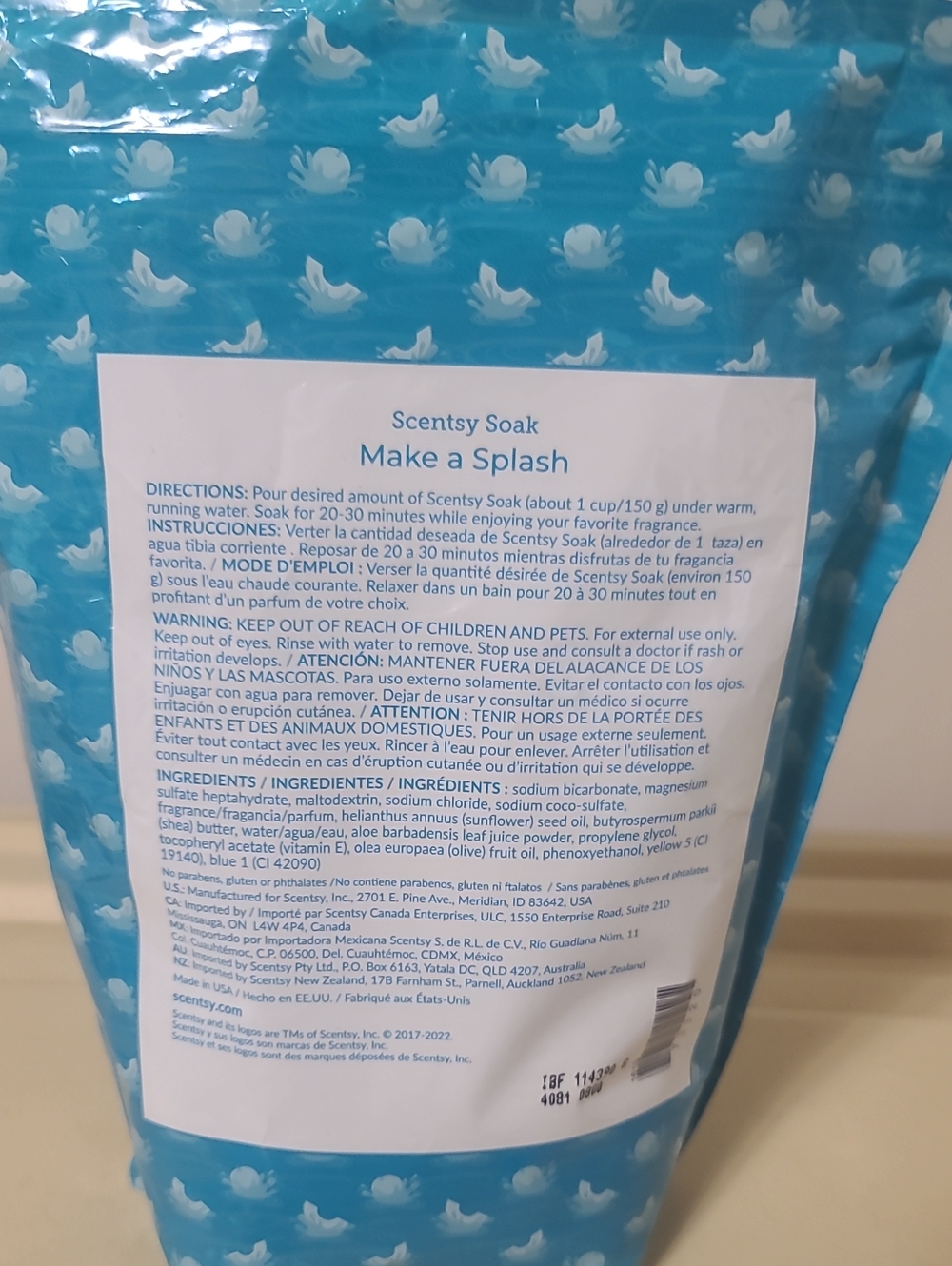 Scentsy Make a Splash Soak - Blue - Picture 2 of 3